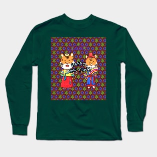 Happy New Year Pattern Long Sleeve T-Shirt